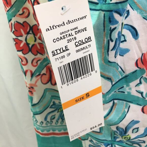Alfred Dunner Coastal Drive Short Sleeve Blouse Multi Green Small - Picture 9 of 12